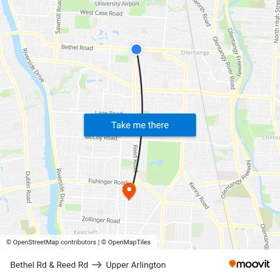 Bethel Rd & Reed Rd to Upper Arlington map