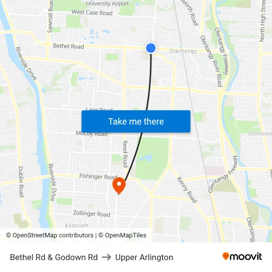 Bethel Rd & Godown Rd to Upper Arlington map