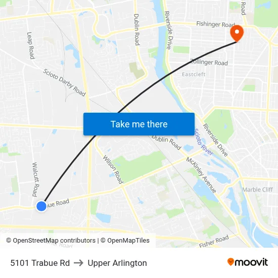 5101 Trabue Rd to Upper Arlington map