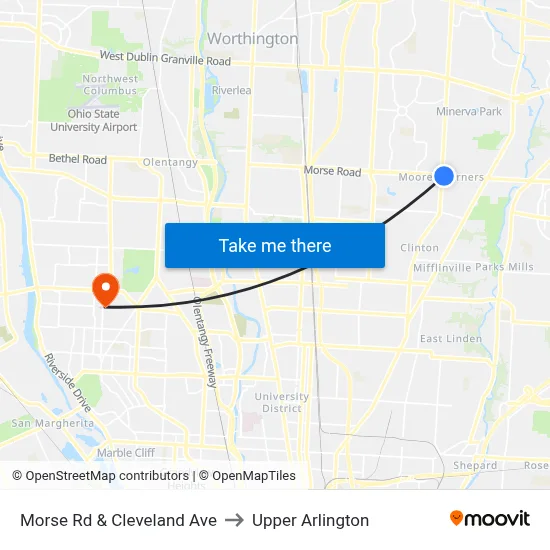 Morse Rd & Cleveland Ave to Upper Arlington map