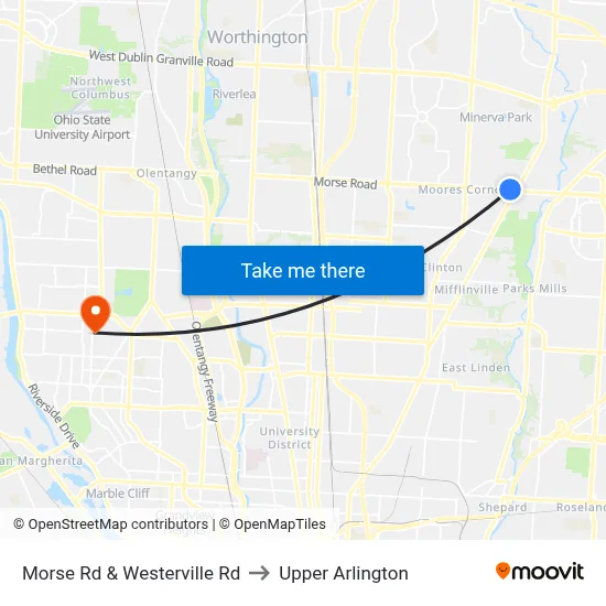 Morse Rd & Westerville Rd to Upper Arlington map