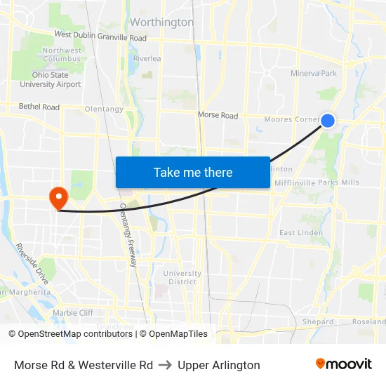 Morse Rd & Westerville Rd to Upper Arlington map