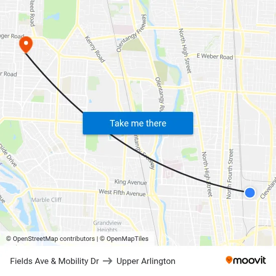 Fields Ave & Mobility Dr to Upper Arlington map