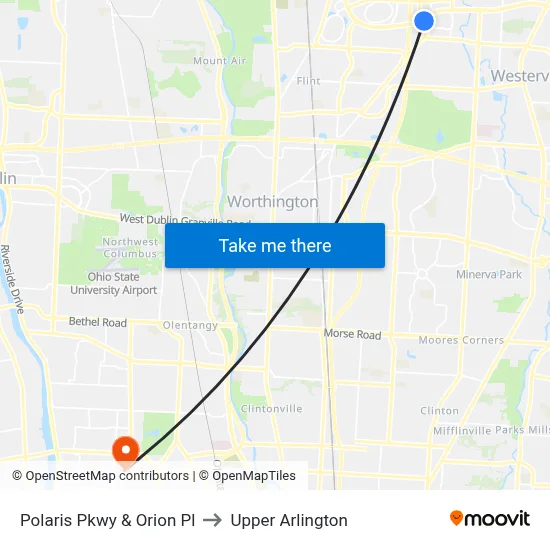 Polaris Pkwy & Orion Pl to Upper Arlington map