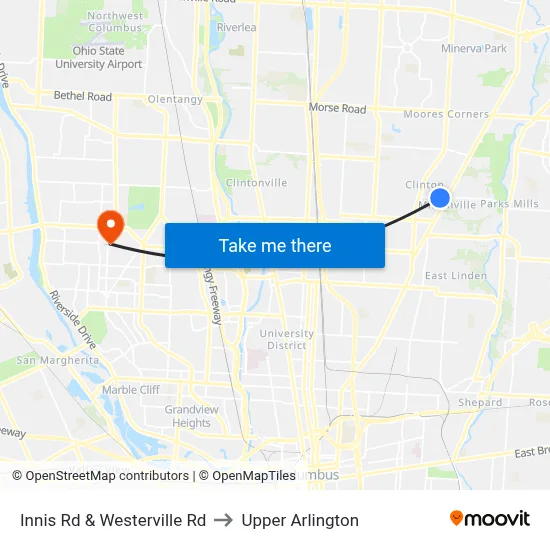 Innis Rd & Westerville Rd to Upper Arlington map