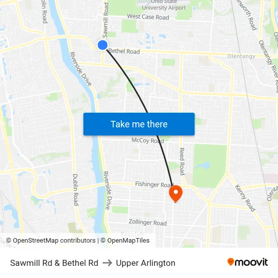 Sawmill Rd & Bethel Rd to Upper Arlington map