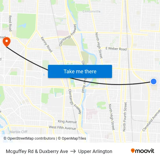 Mcguffey Rd & Duxberry Ave to Upper Arlington map