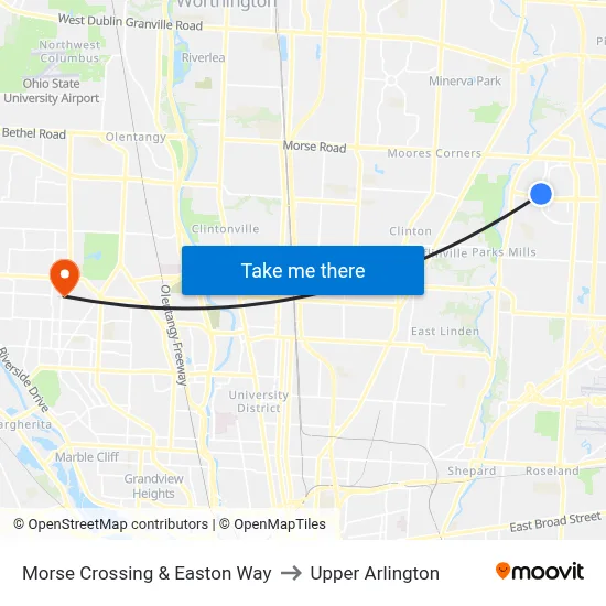 Morse Crossing & Easton Way to Upper Arlington map