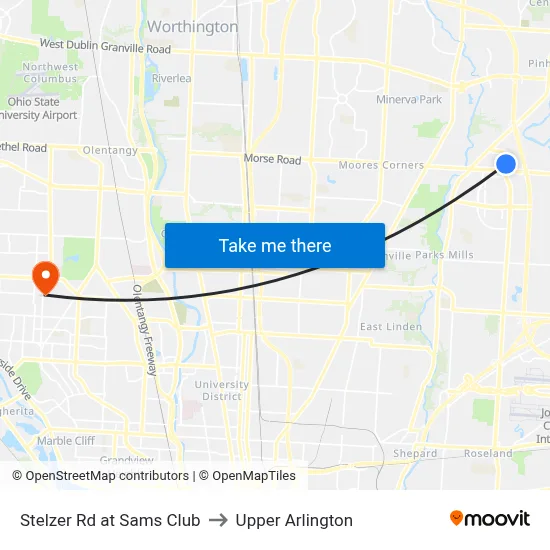 Stelzer Rd at Sams Club to Upper Arlington map