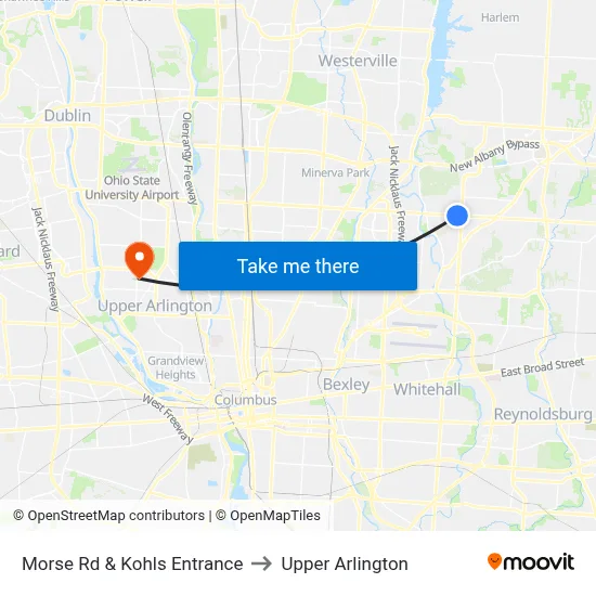 Morse Rd & Kohls Entrance to Upper Arlington map