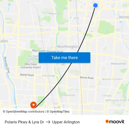 Polaris Pkwy & Lyra Dr to Upper Arlington map