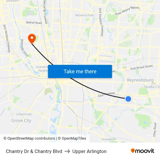 Chantry Dr & Chantry Blvd to Upper Arlington map