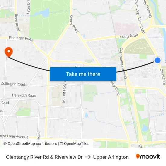Olentangy River Rd & Riverview Dr to Upper Arlington map