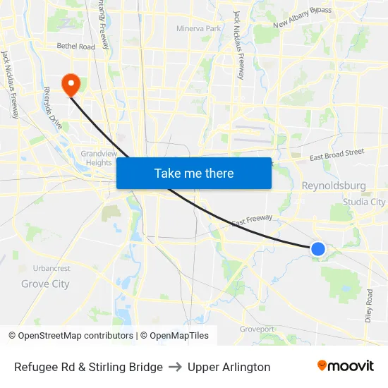 Refugee Rd & Stirling Bridge to Upper Arlington map