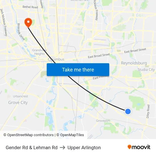 Gender Rd & Lehman Rd to Upper Arlington map