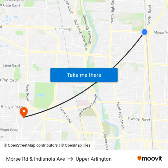 Morse Rd & Indianola Ave to Upper Arlington map