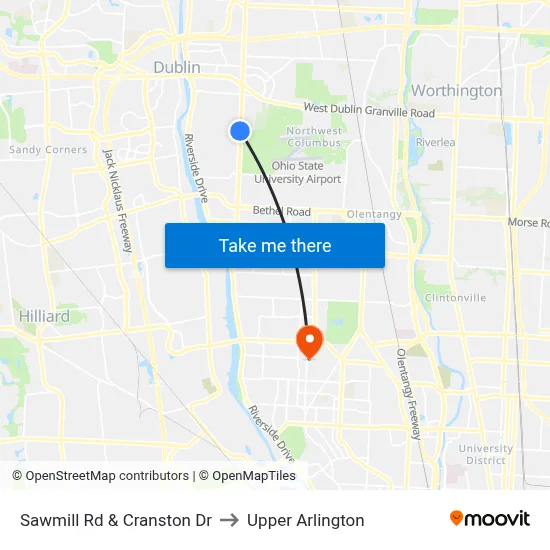 Sawmill Rd & Cranston Dr to Upper Arlington map