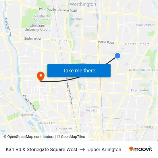 Karl Rd & Stonegate Square West to Upper Arlington map