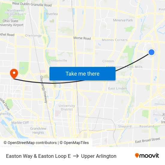 Easton Way & Easton Loop E to Upper Arlington map