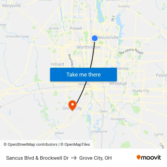 Sancus Blvd & Brockwell Dr to Grove City, OH map