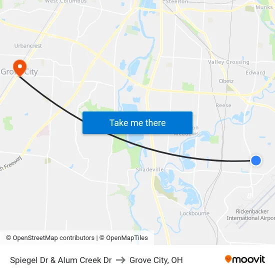 Spiegel Dr & Alum Creek Dr to Grove City, OH map