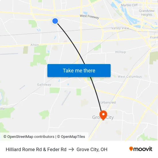 Hilliard Rome Rd & Feder Rd to Grove City, OH map
