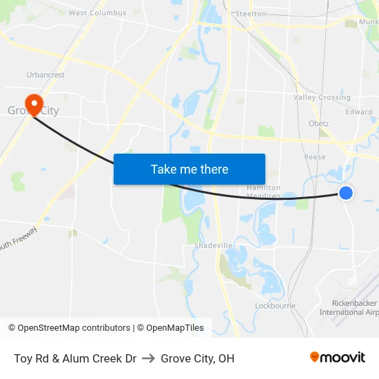 Toy Rd & Alum Creek Dr to Grove City, OH map