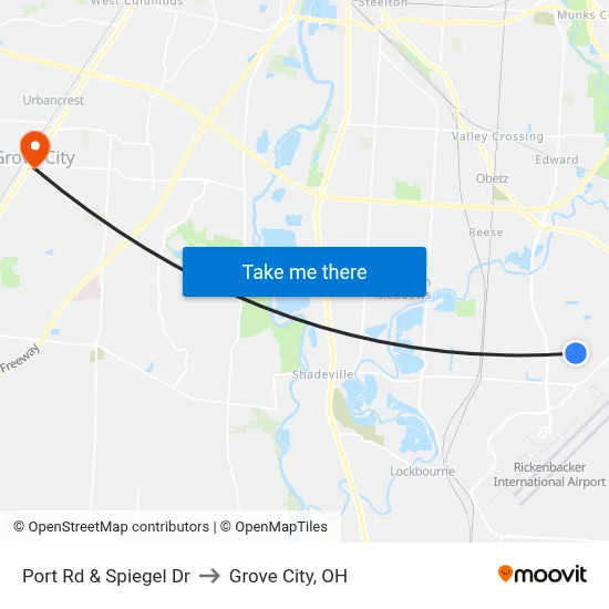 Port Rd & Spiegel Dr to Grove City, OH map