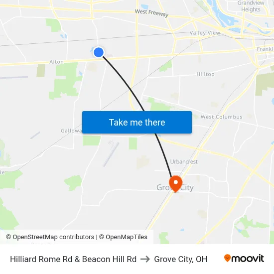 Hilliard Rome Rd & Beacon Hill Rd to Grove City, OH map