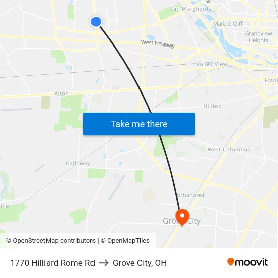 1770 Hilliard Rome Rd to Grove City, OH map