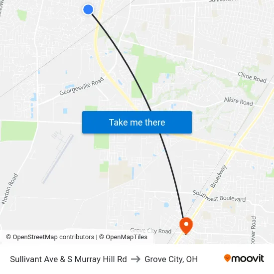 Sullivant Ave & S Murray Hill Rd to Grove City, OH map