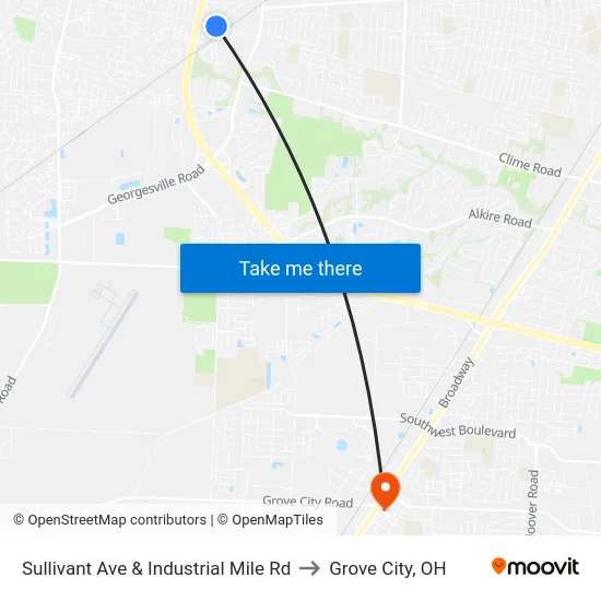 Sullivant Ave & Industrial Mile Rd to Grove City, OH map