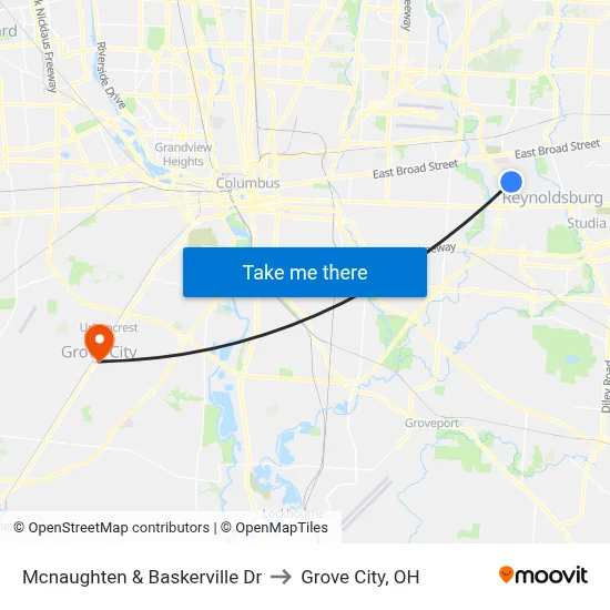 Mcnaughten & Baskerville Dr to Grove City, OH map