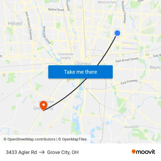 3433 Agler Rd to Grove City, OH map