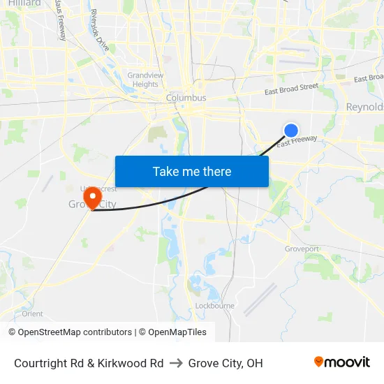 Courtright Rd & Kirkwood Rd to Grove City, OH map