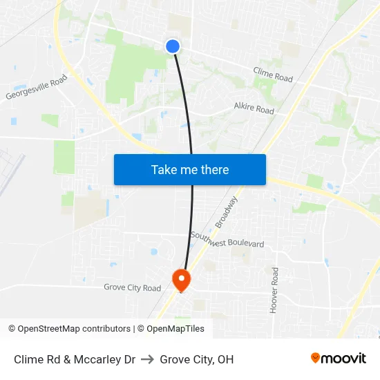 Clime Rd & Mccarley Dr to Grove City, OH map