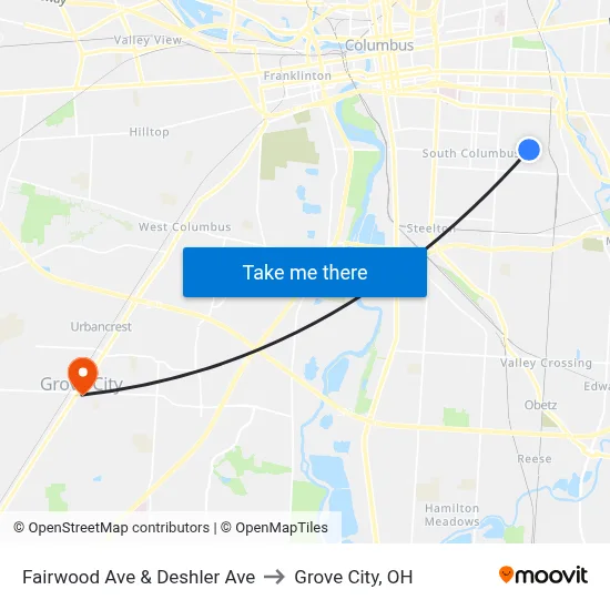 Fairwood Ave & Deshler Ave to Grove City, OH map