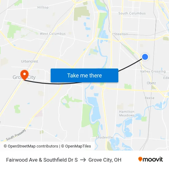 Fairwood Ave & Southfield Dr S to Grove City, OH map