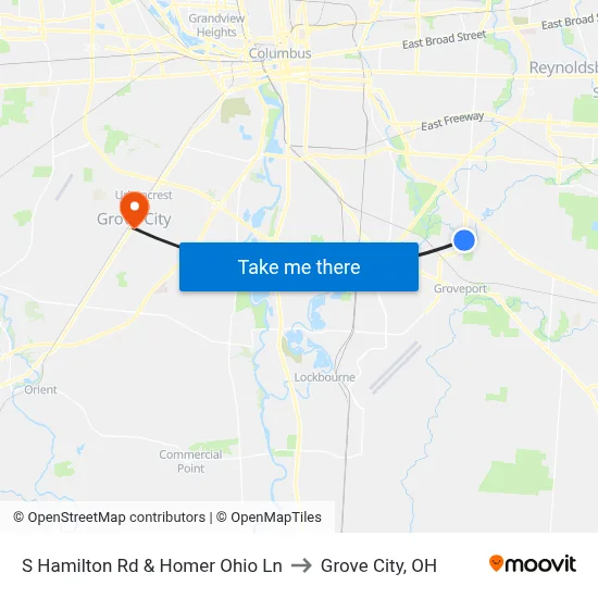 S Hamilton Rd & Homer Ohio Ln to Grove City, OH map