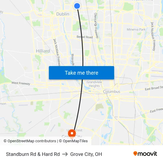 Standburn Rd & Hard Rd to Grove City, OH map