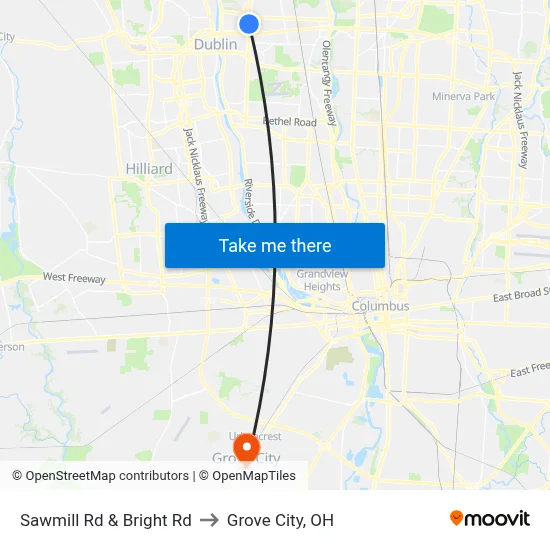Sawmill Rd & Bright Rd to Grove City, OH map