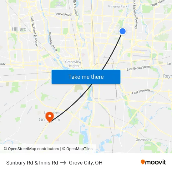 Sunbury Rd & Innis Rd to Grove City, OH map