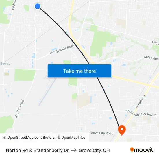 Norton Rd & Brandenberry Dr to Grove City, OH map