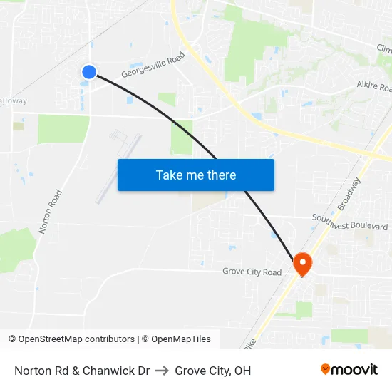 Norton Rd & Chanwick Dr to Grove City, OH map