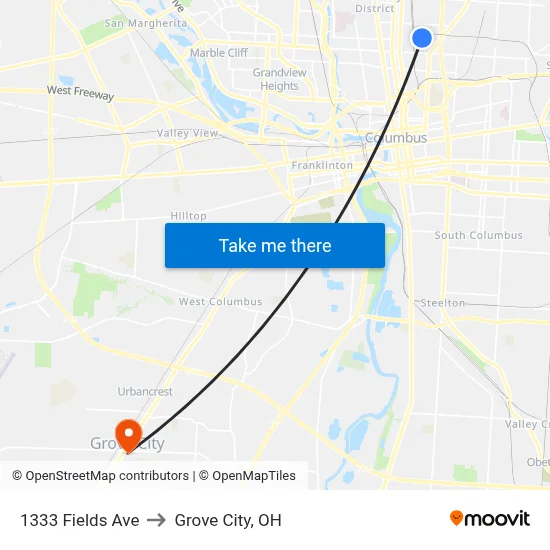 1333 Fields Ave to Grove City, OH map