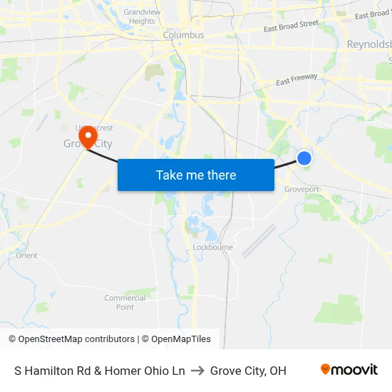 S Hamilton Rd & Homer Ohio Ln to Grove City, OH map