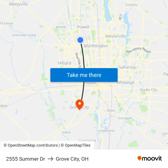 2555 Summer Dr to Grove City, OH map