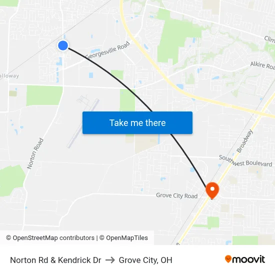 Norton Rd & Kendrick Dr to Grove City, OH map