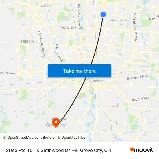 State Rte 161 & Satinwood Dr to Grove City, OH map