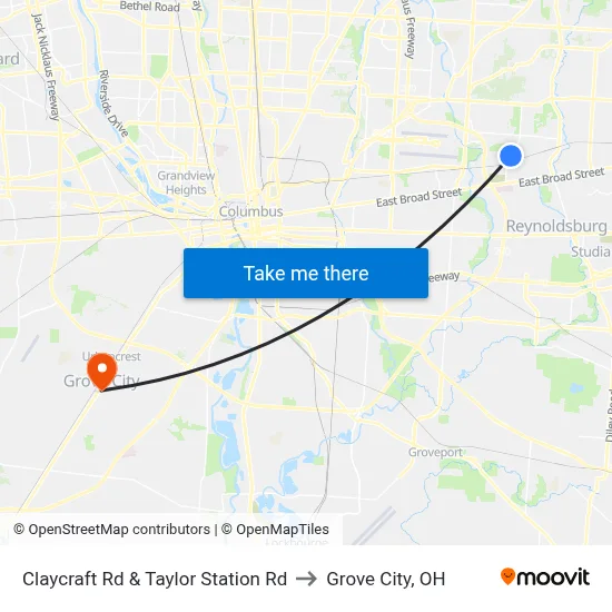 Claycraft Rd & Taylor Station Rd to Grove City, OH map